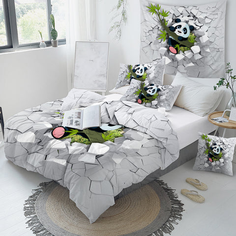 Couette Panda 1 Personne trompe l'oeil