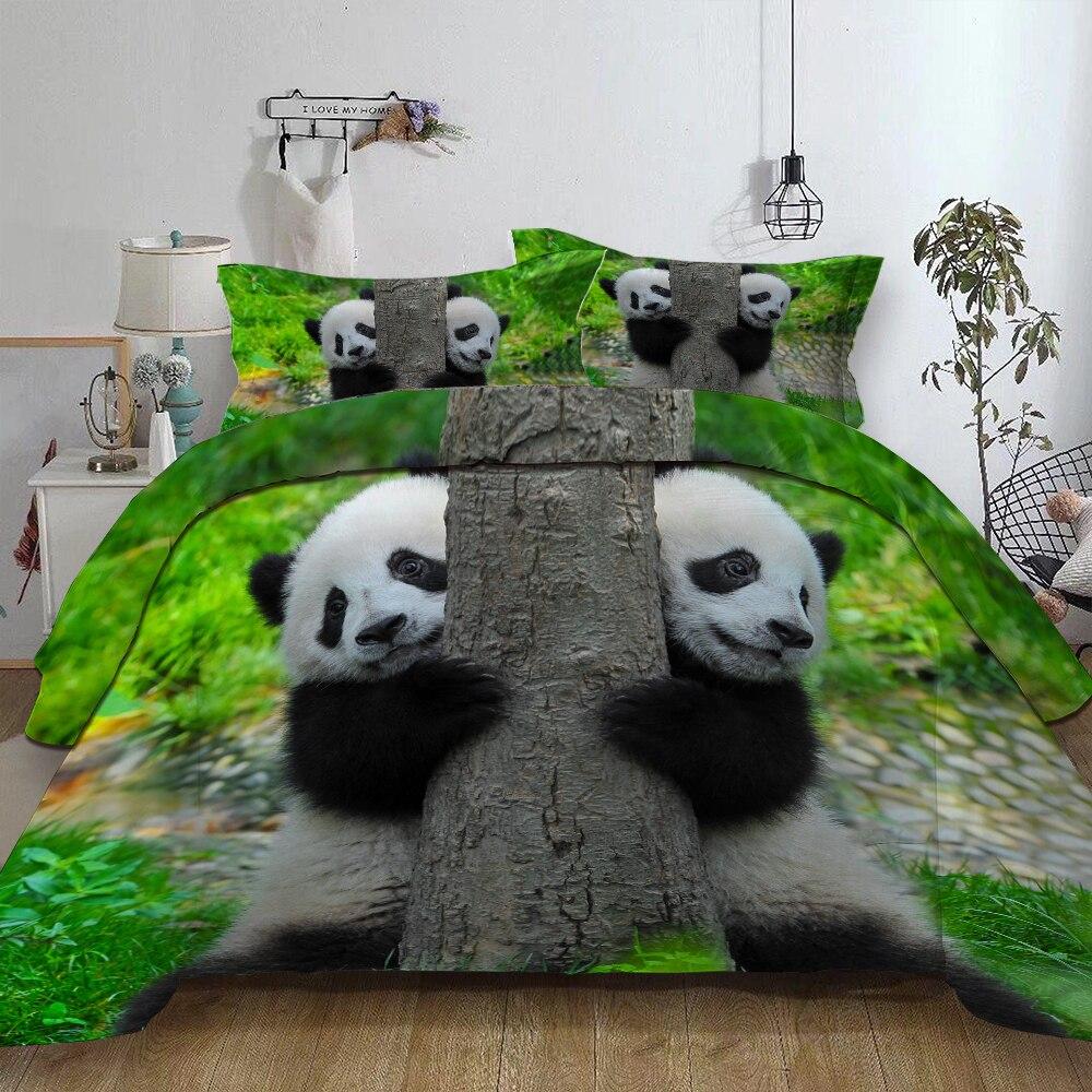 Parure De Lit 160X200 Panda, Housse De Couette Fleurs 2