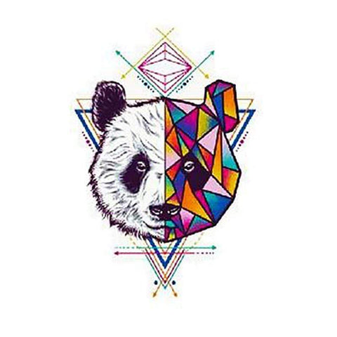 Tatouage Géométrique Panda Couleur