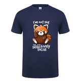 T-Shirt Panda Roux I'm Not Shy Bleu