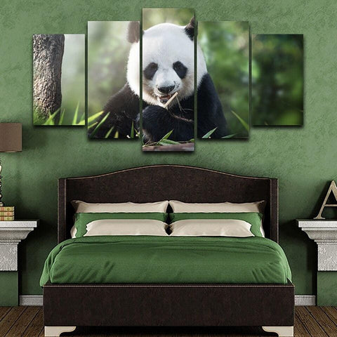 Tableau Panda avec Bambou 5 pièces