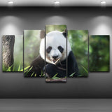 Tableau Panda avec Bambou Cadre 5 pièces