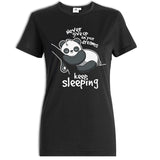 T-shirt Panda Femme Noir Never Give Up